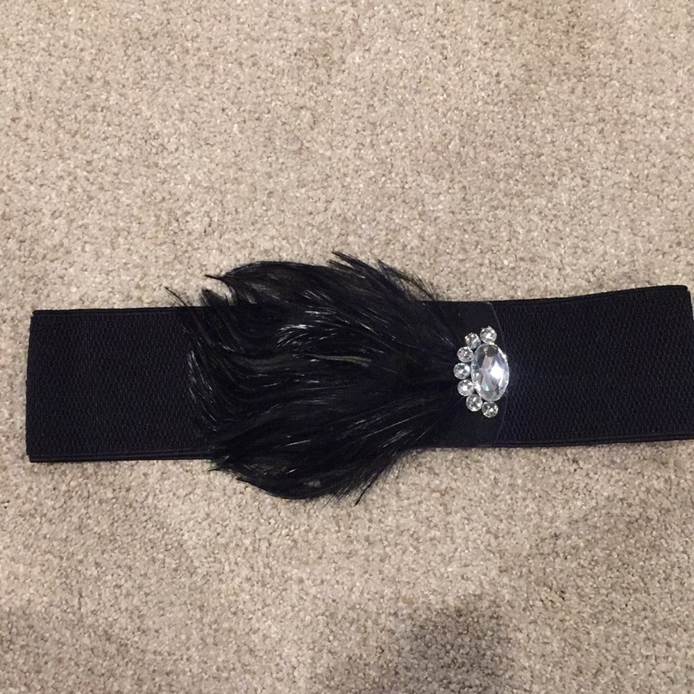Black feather belt